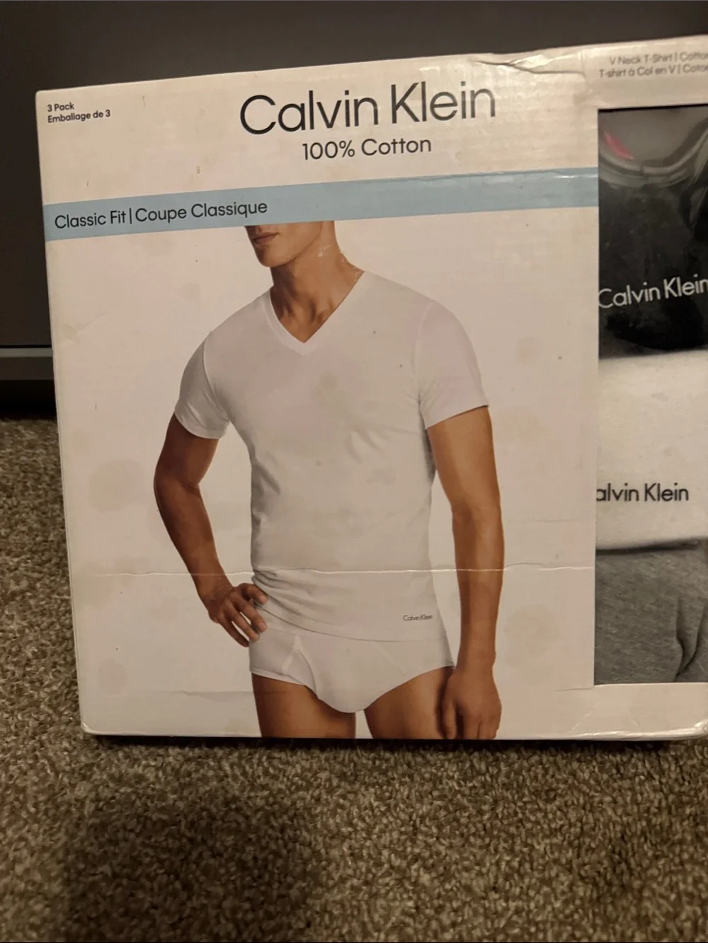 Calvin Klein Men’s 3-Pack Cotton V-Neck & Brief Set - White, Black, Gray